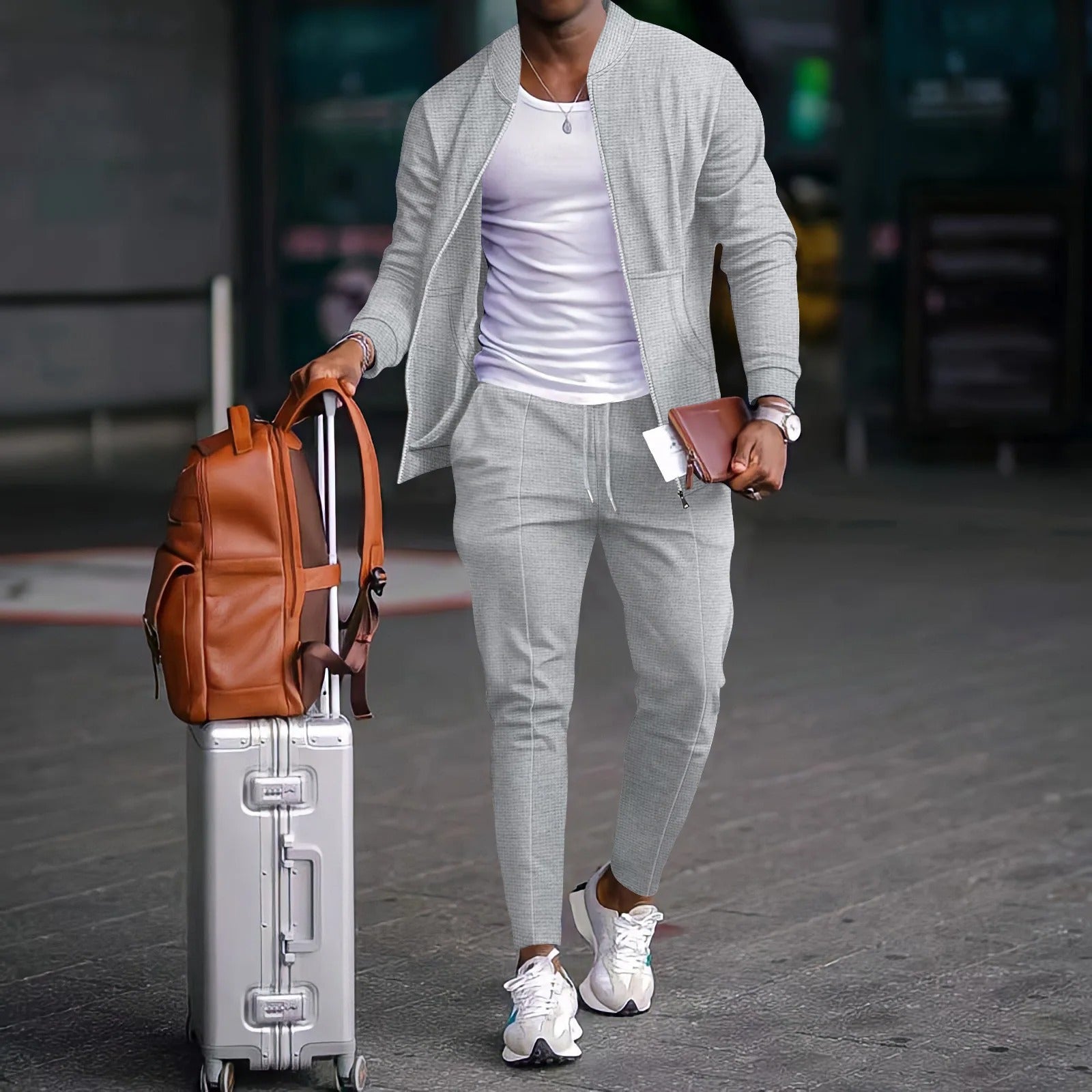 Ensemble 2 Pièces Zippé – Veste + Pantalon Homme