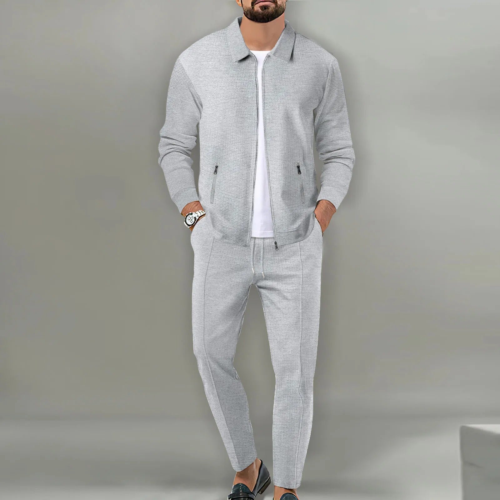Ensemble 2 Pièces Zippé – Veste + Pantalon Homme