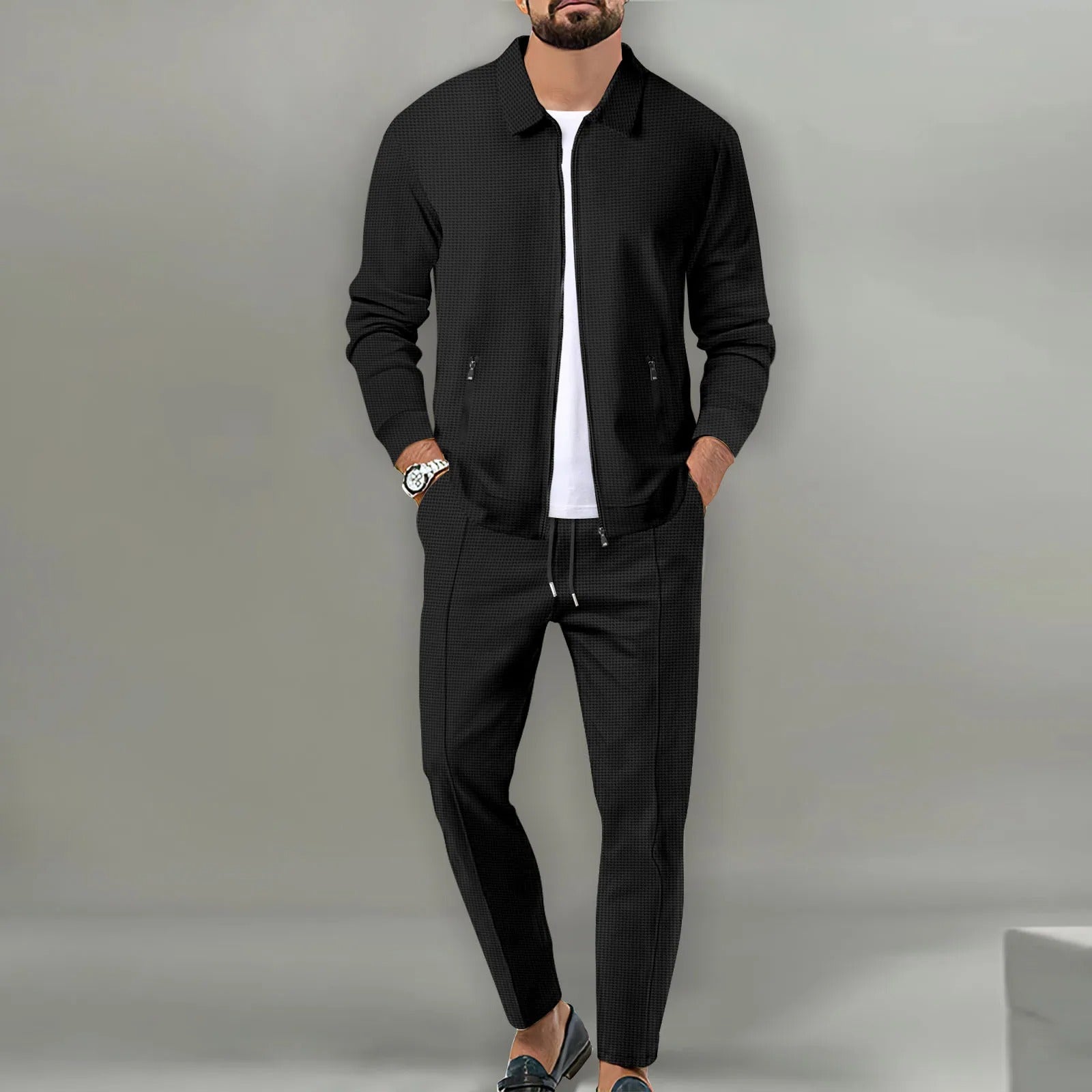 Ensemble 2 Pièces Zippé – Veste + Pantalon Homme
