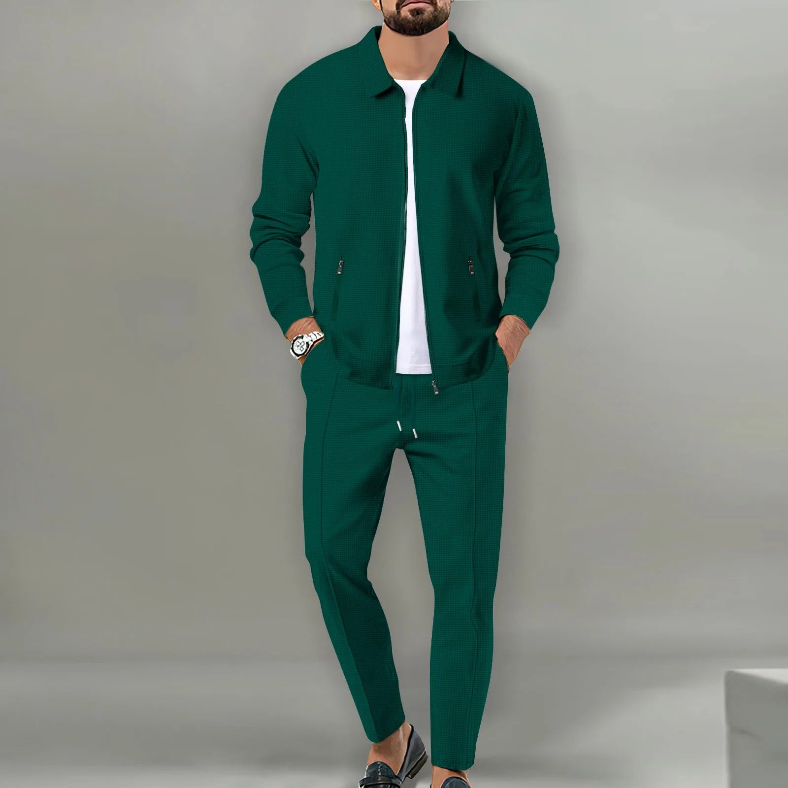Ensemble 2 Pièces Zippé – Veste + Pantalon Homme