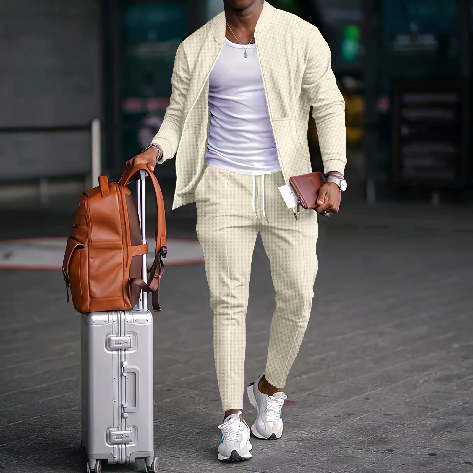 Ensemble 2 Pièces Zippé – Veste + Pantalon Homme