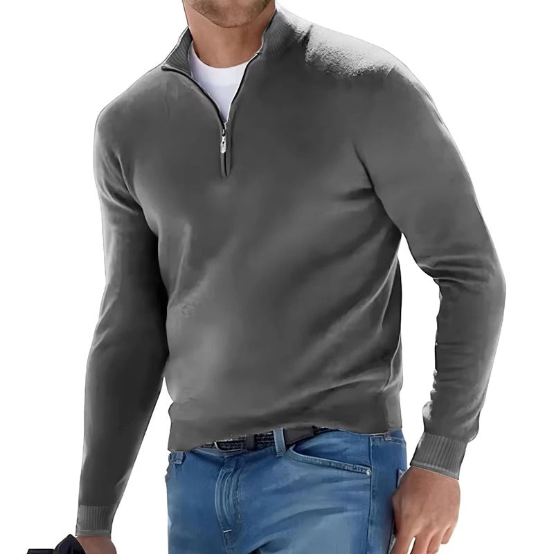 Pull en coton casual zíper